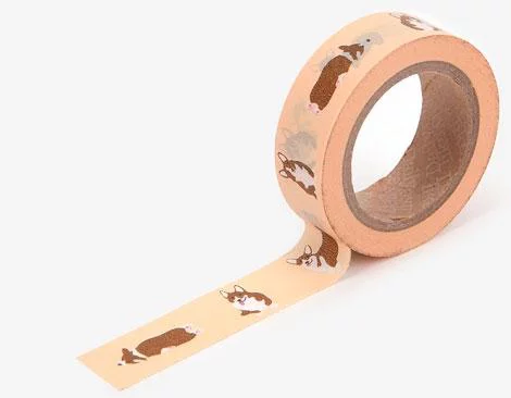 Cinta adhesiva masking tape washi welsh corgi 15mmx10m
